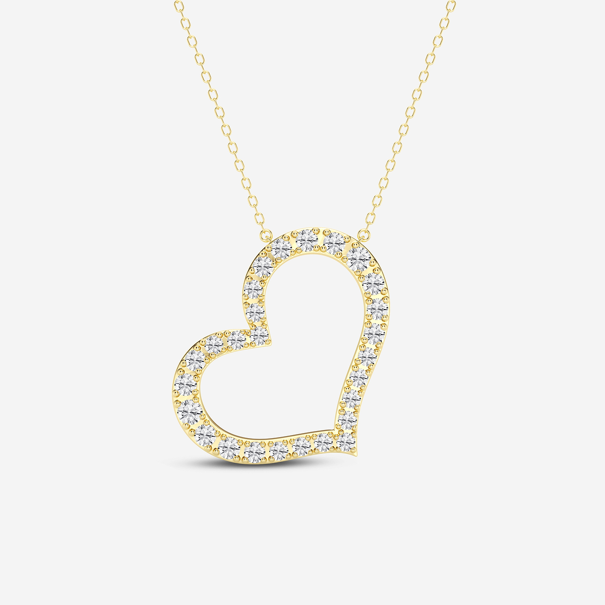 1 ctw Round Lab Grown Diamond 1 Inch Sideways Heart Pendant