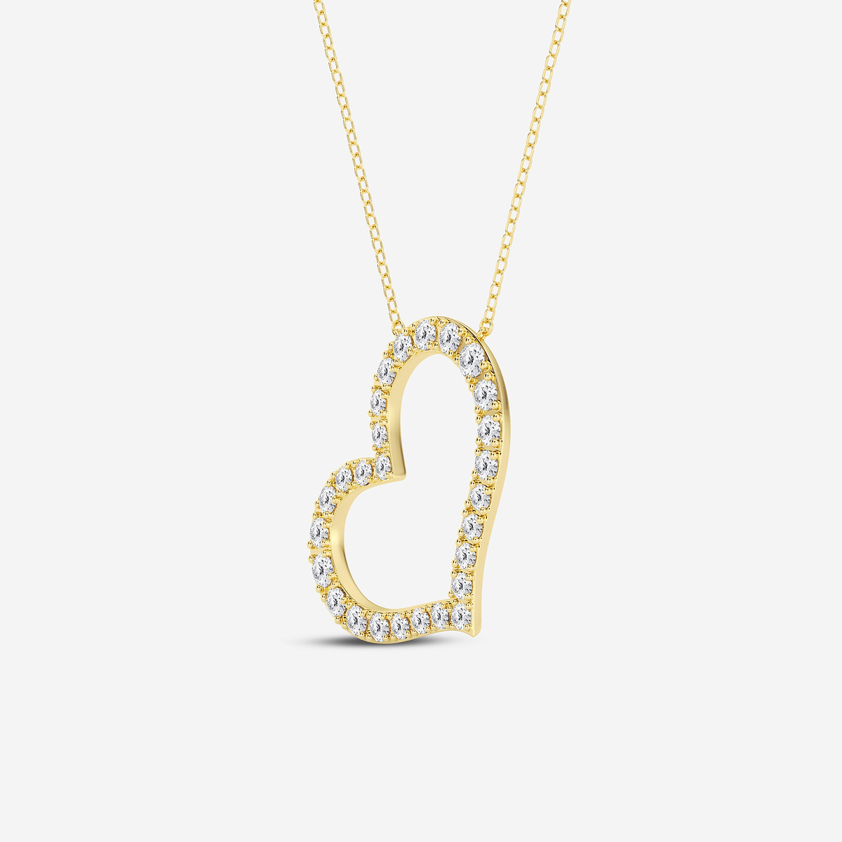 Additional Image 1 for  1 ctw Round Lab Grown Diamond 1 Inch Sideways Heart Pendant