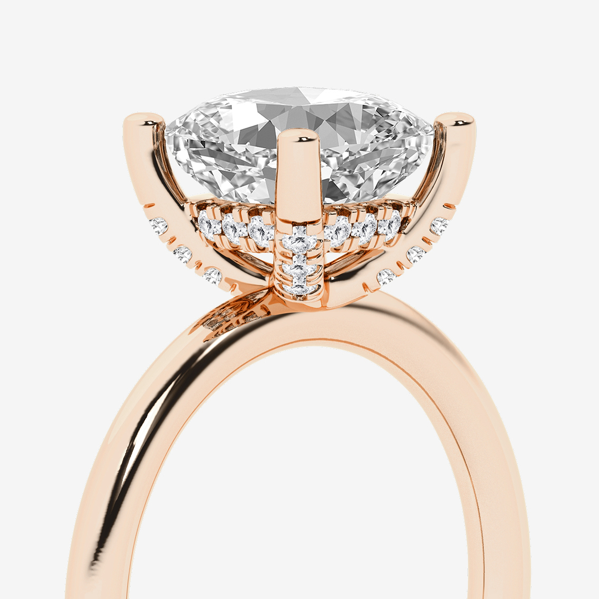 Additional Image 2 for  3 1/8 ctw Cushion Lab Grown Diamond Hidden Halo Engagement Ring