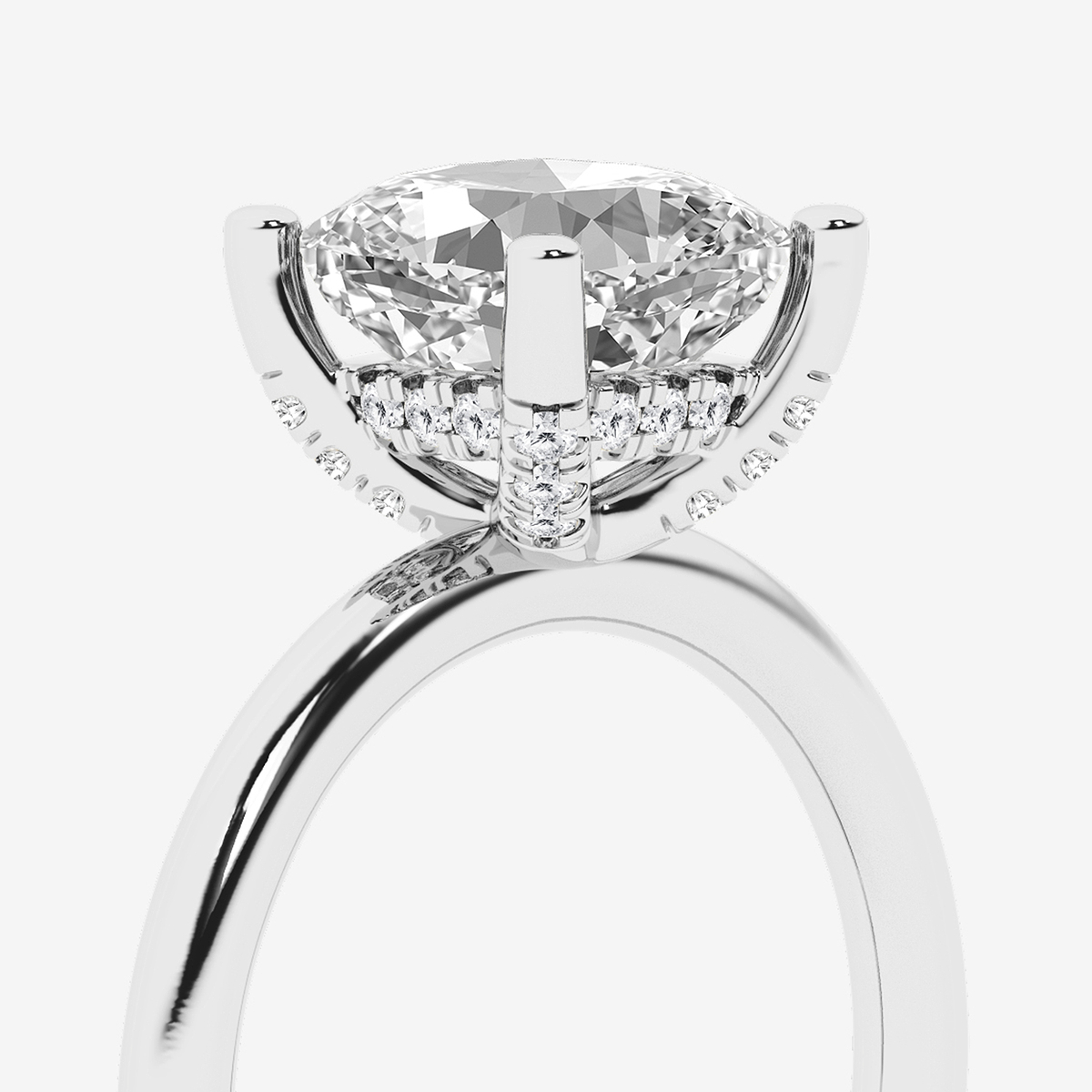 Additional Image 2 for  3 1/8 ctw Cushion Lab Grown Diamond Hidden Halo Engagement Ring