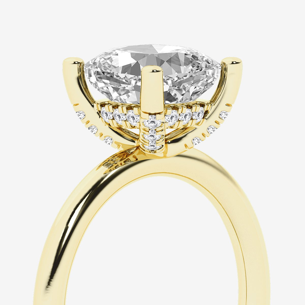 Additional Image 2 for  3 1/8 ctw Cushion Lab Grown Diamond Hidden Halo Engagement Ring