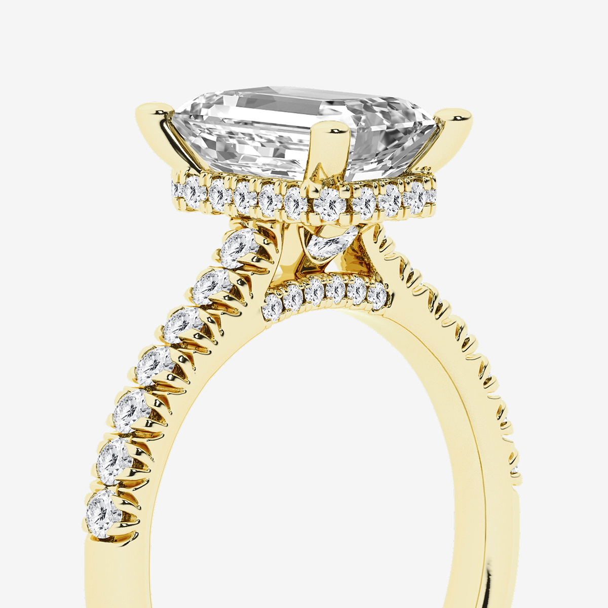 Additional Image 2 for  3 ctw Emerald Lab Grown Diamond Hidden Halo Engagement Ring