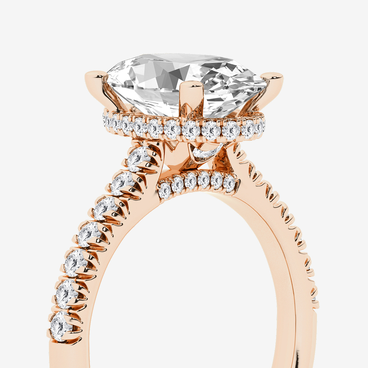 Additional Image 2 for  3 ctw Oval Lab Grown Diamond Hidden Halo Engagement Ring