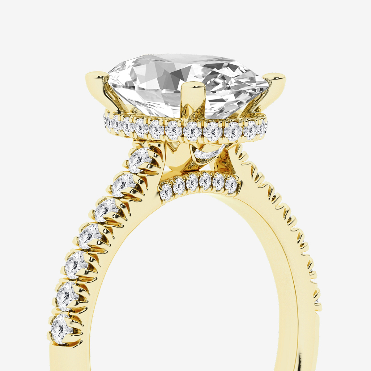 Additional Image 2 for  3 ctw Oval Lab Grown Diamond Hidden Halo Engagement Ring