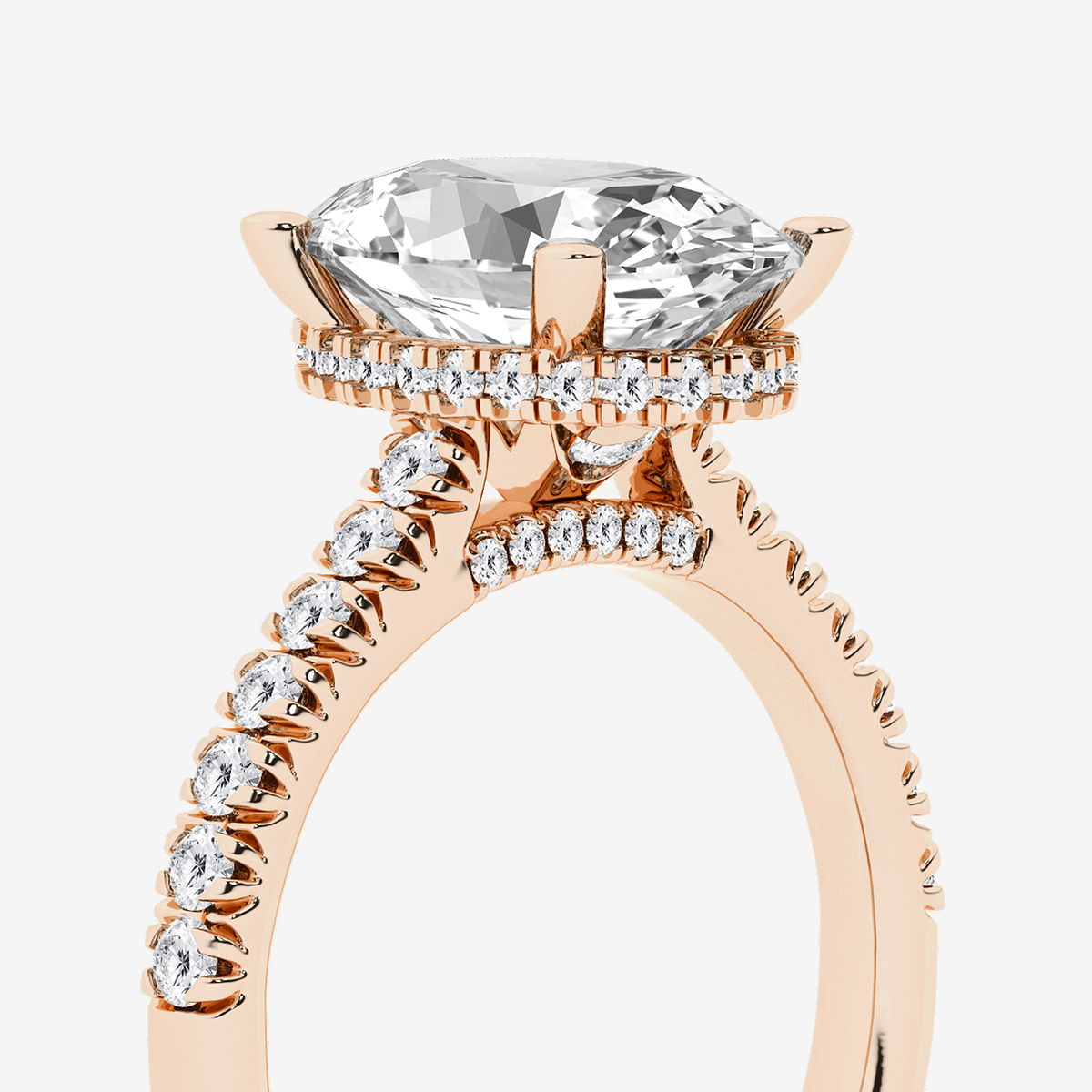 Additional Image 2 for  3 1/2 ctw Oval Lab Grown Diamond Hidden Halo Engagement Ring