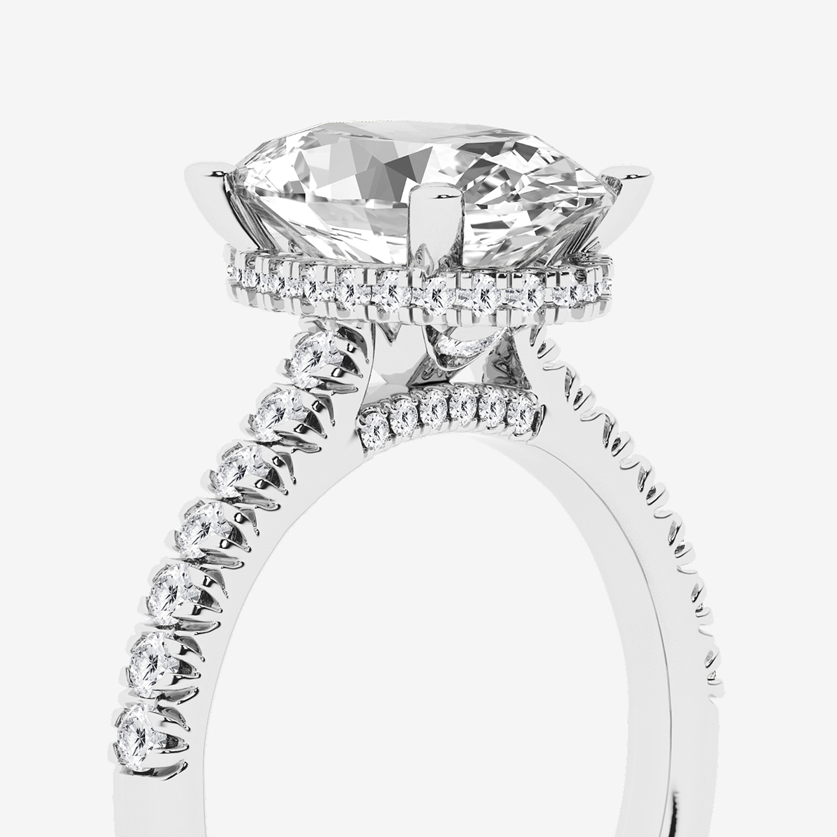 Additional Image 2 for  3 1/2 ctw Oval Lab Grown Diamond Hidden Halo Engagement Ring