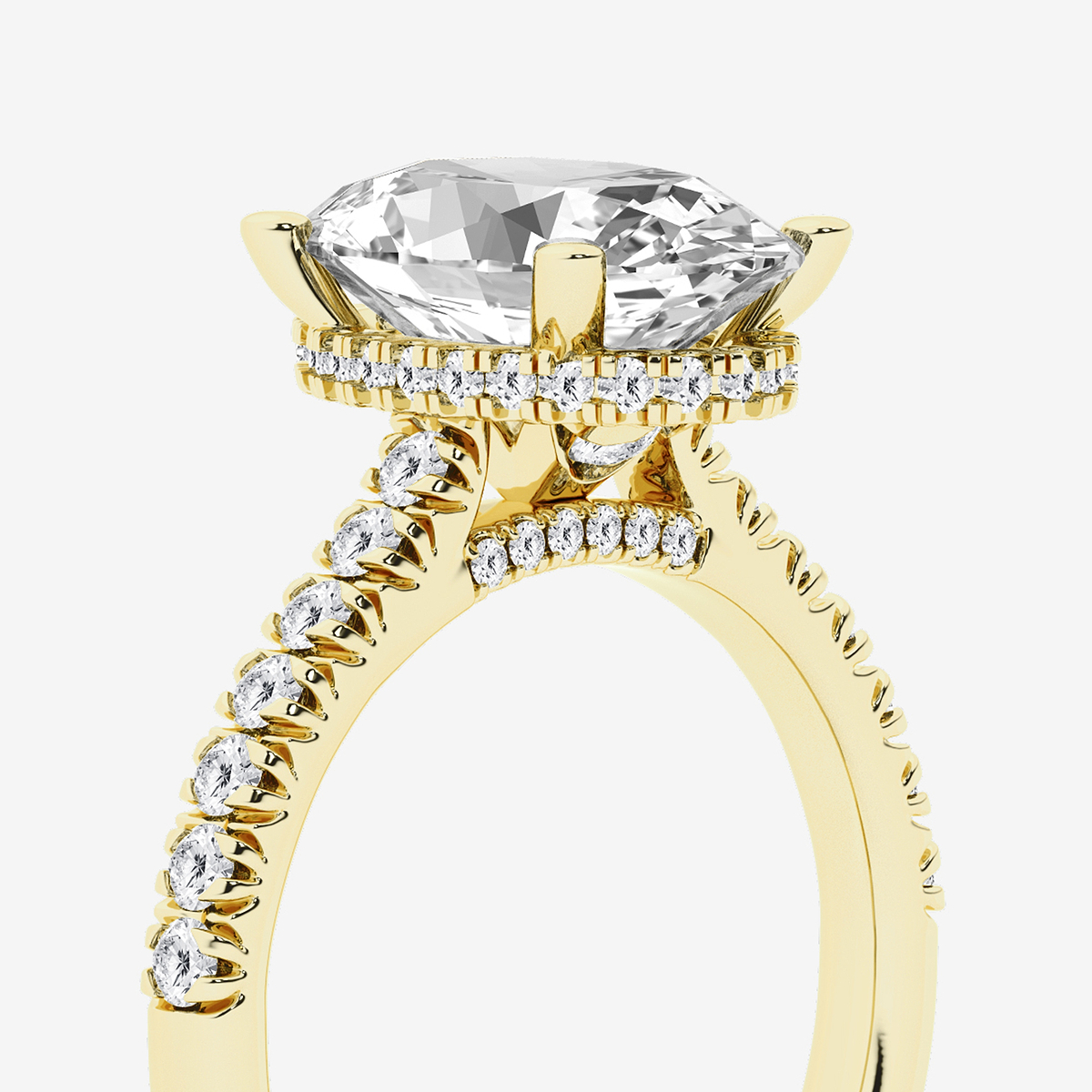 Additional Image 2 for  3 1/2 ctw Oval Lab Grown Diamond Hidden Halo Engagement Ring
