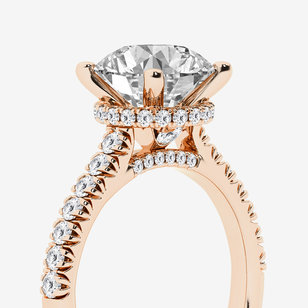 Additional Image 2 for  3 ctw Round Lab Grown Diamond Hidden Halo Engagement Ring