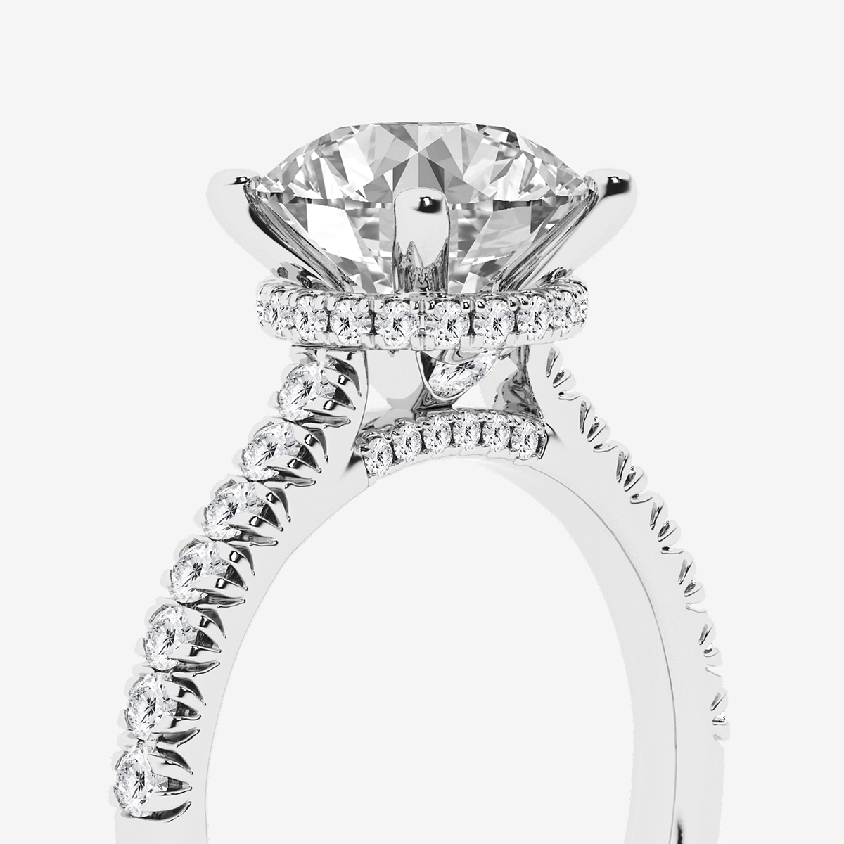 Additional Image 2 for  3 ctw Round Lab Grown Diamond Hidden Halo Engagement Ring