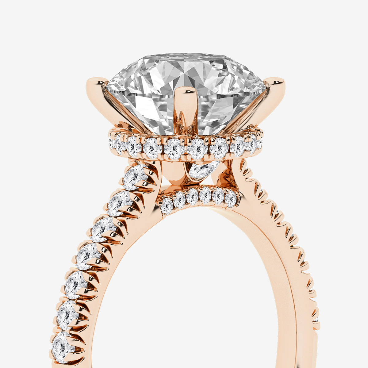 Additional Image 2 for  3 1/2 ctw Round Lab Grown Diamond Hidden Halo Engagement Ring