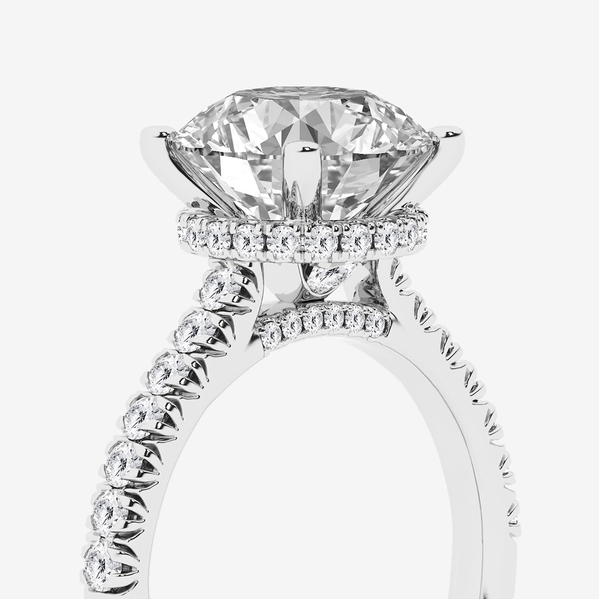 Additional Image 2 for  3 1/2 ctw Round Lab Grown Diamond Hidden Halo Engagement Ring