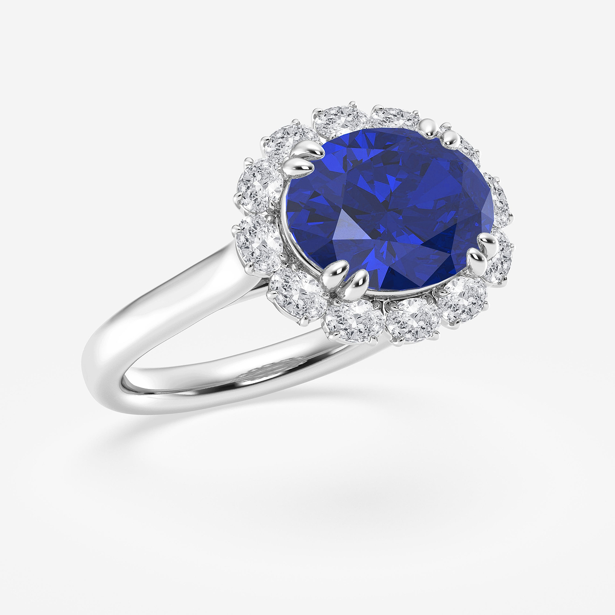 Additional Image 1 for  12X9 mm Oval Cut Sapphire and 5/8 ctw Oval Lab Grown Diamond Engagement Ring