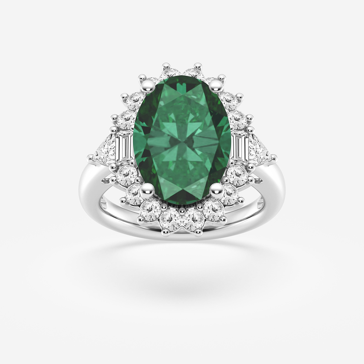 7 ctw Oval Cut Emerald and Multi-Shape Lab Grown Diamond Engagement Ring