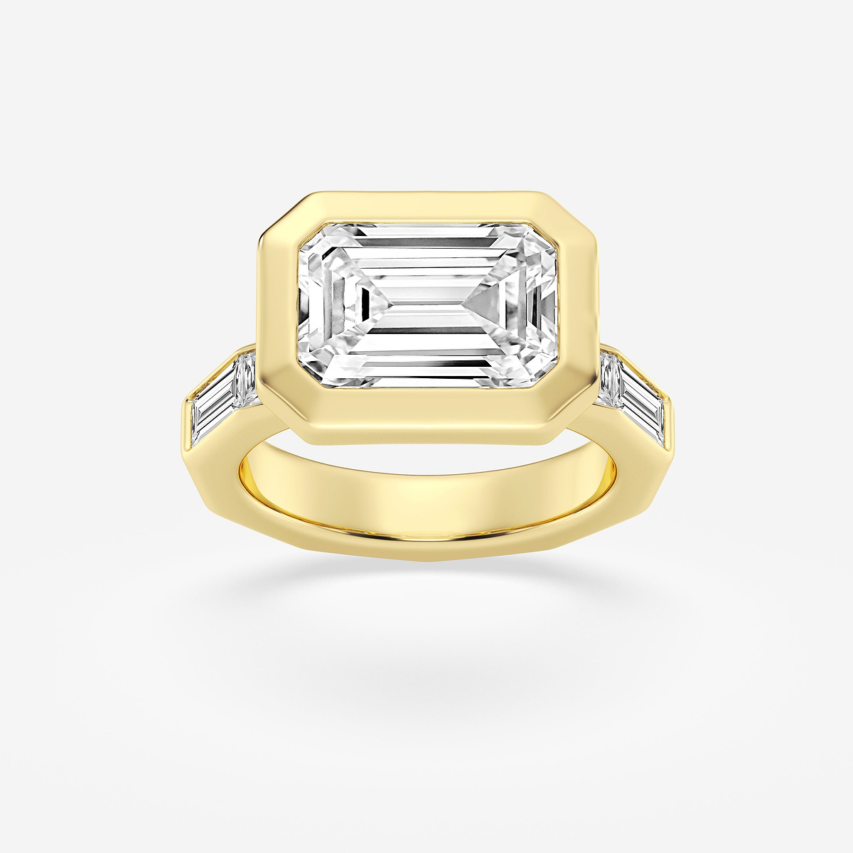4 1/2 ctw Emerald Lab Grown Diamond Side Stone Engagement Ring