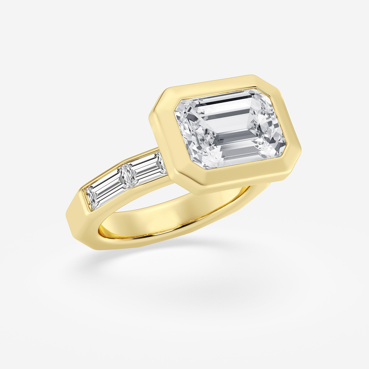 Additional Image 1 for  4 1/2 ctw Emerald Lab Grown Diamond Side Stone Engagement Ring