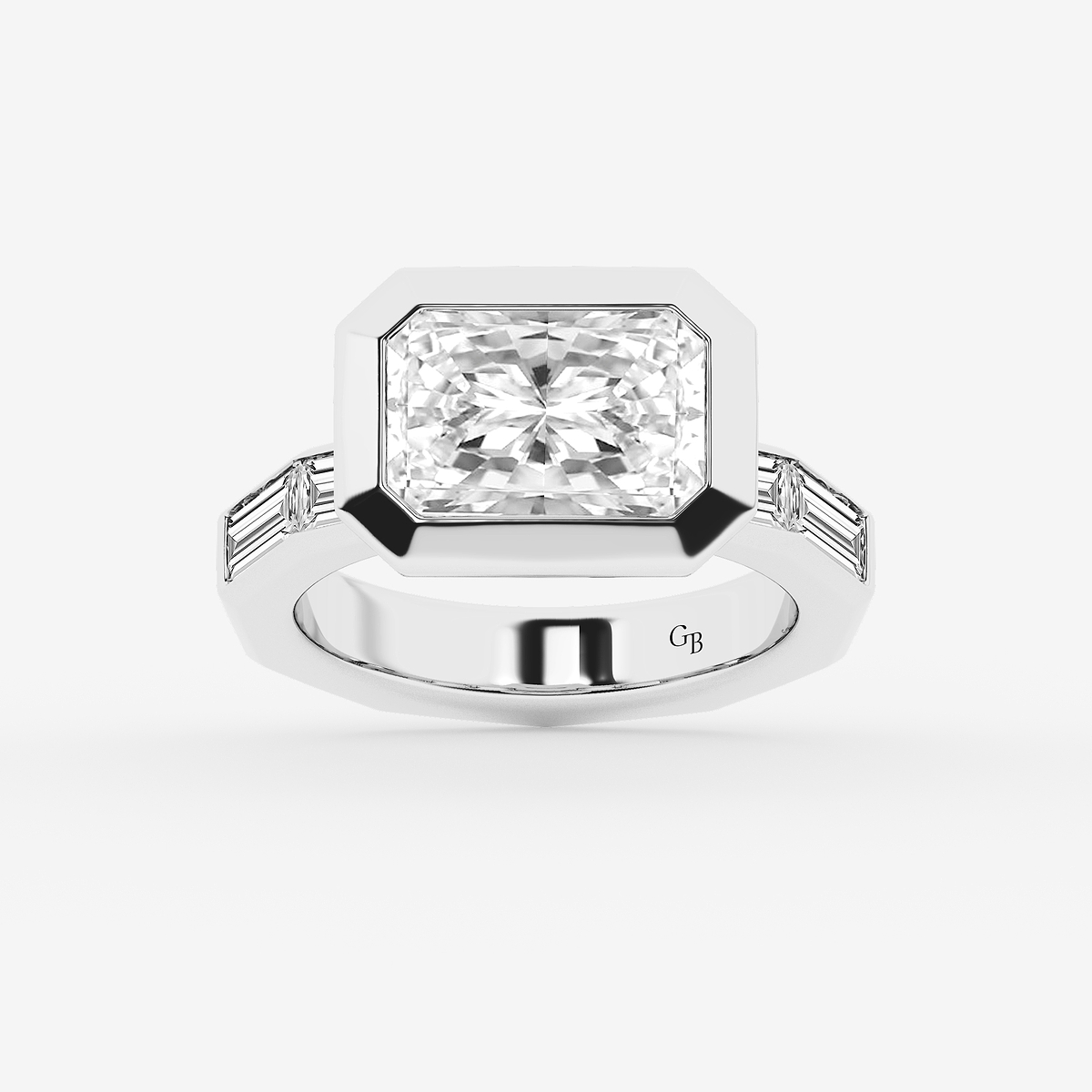 4 1/2 ctw Radiant Lab Grown Diamond Side Stone Engagement Ring
