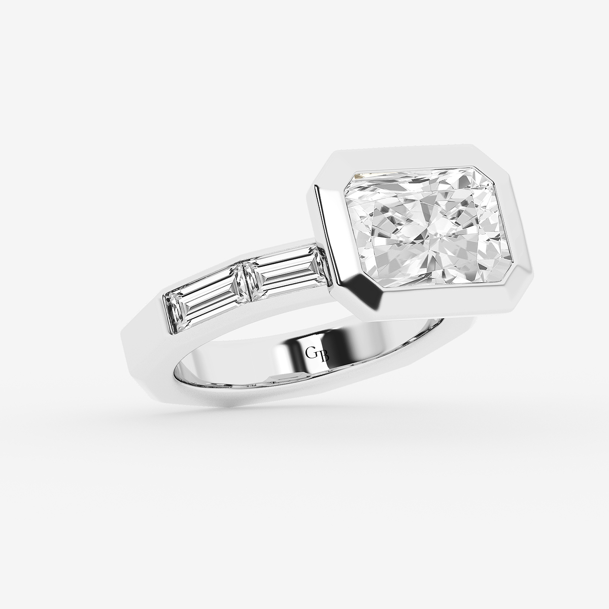 Additional Image 1 for  4 1/2 ctw Radiant Lab Grown Diamond Side Stone Engagement Ring
