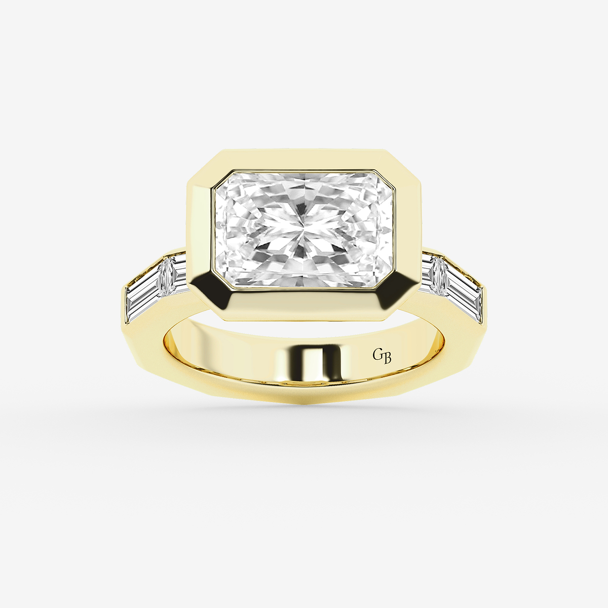 4 1/2 ctw Radiant Lab Grown Diamond Side Stone Engagement Ring