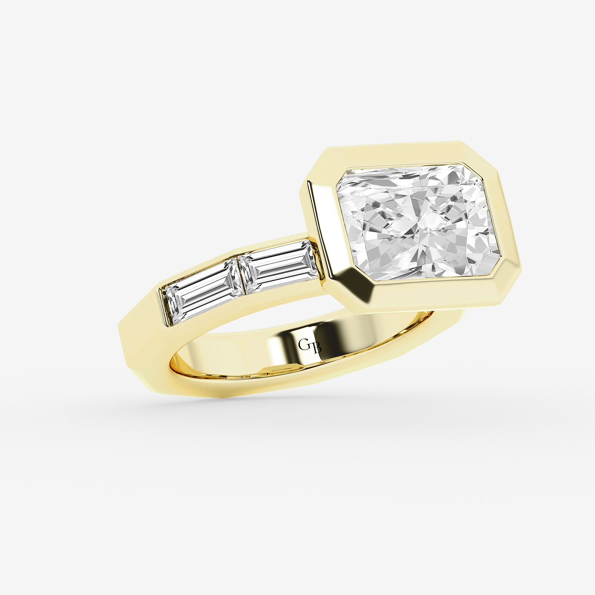 Additional Image 1 for  4 1/2 ctw Radiant Lab Grown Diamond Side Stone Engagement Ring