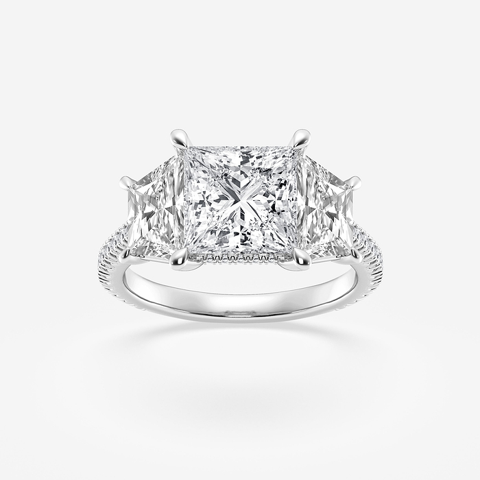 Ianthe - 5 1/5 ctw Princess Lab Grown Diamond Three-Stone Engagement Ring