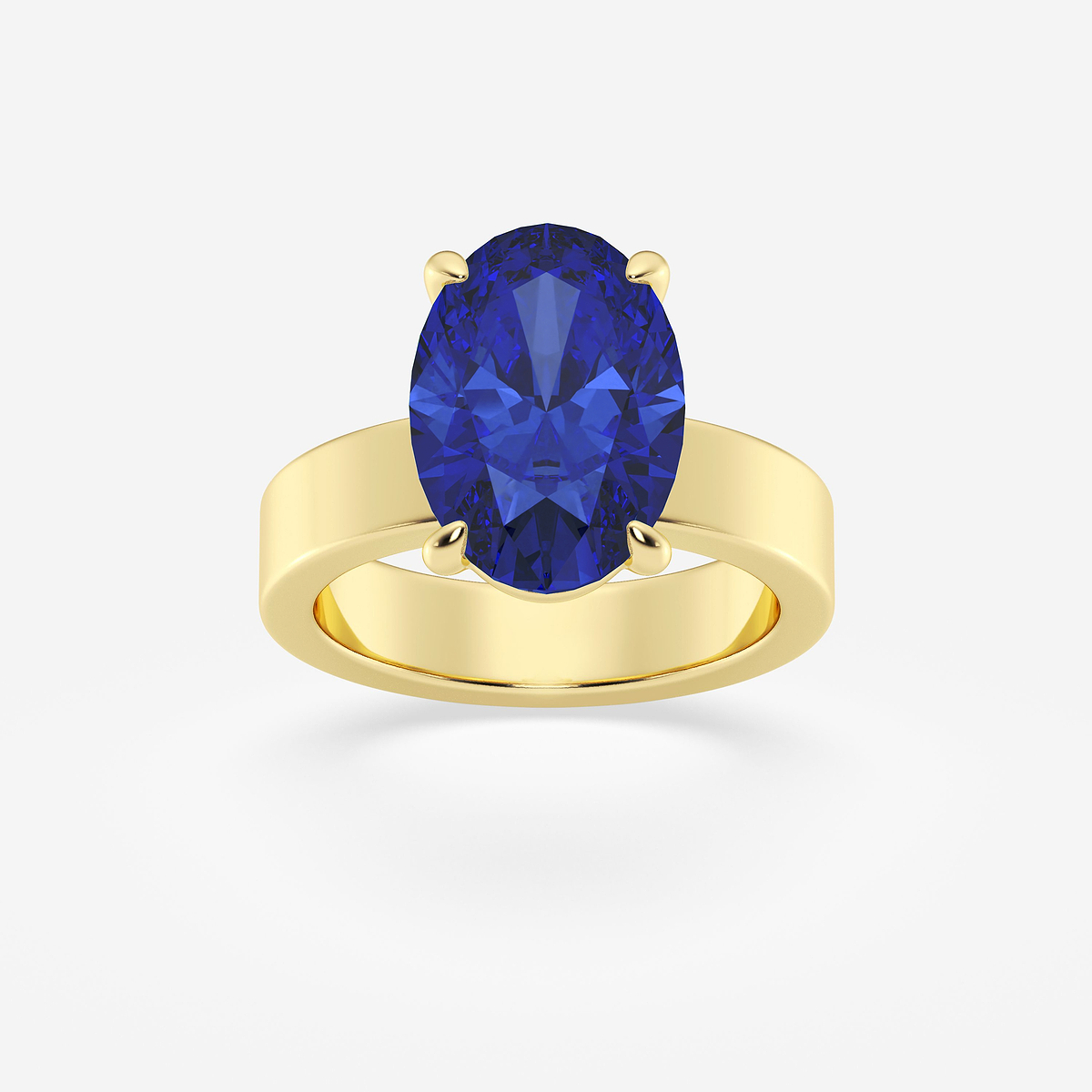 13x9 mm Oval Cut Sapphire Lab Grown Diamond Solitaire Engagement Ring