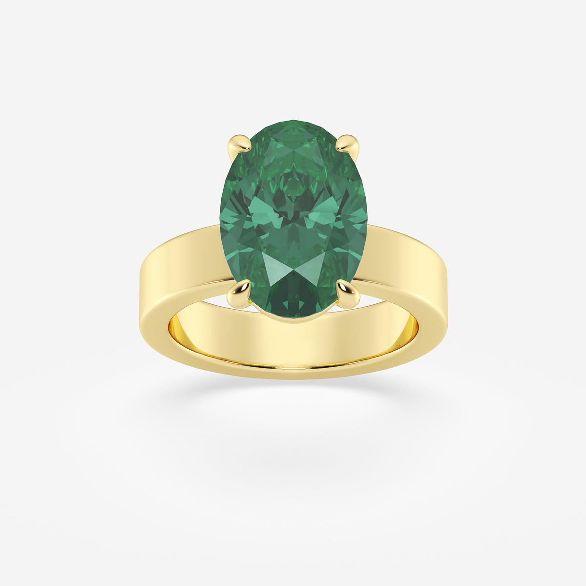 13x9 mm Oval Cut Emerald Lab Grown Diamond Solitaire Engagement