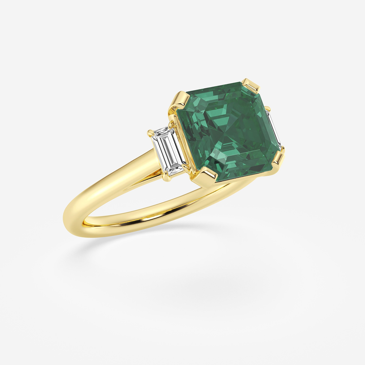 Additional Image 1 for  3 1/4 ctw Asscher Cut Emerald and Baguette Lab Grown Diamond Engagement Ring