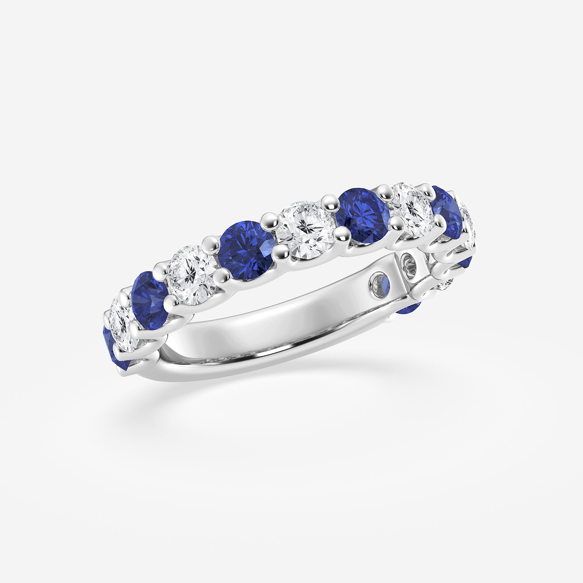 Additional Image 1 for  3.50mm Round Cut Created Sapphire and 7/8 ctw Round Lab Grown Diamond Wedding Band