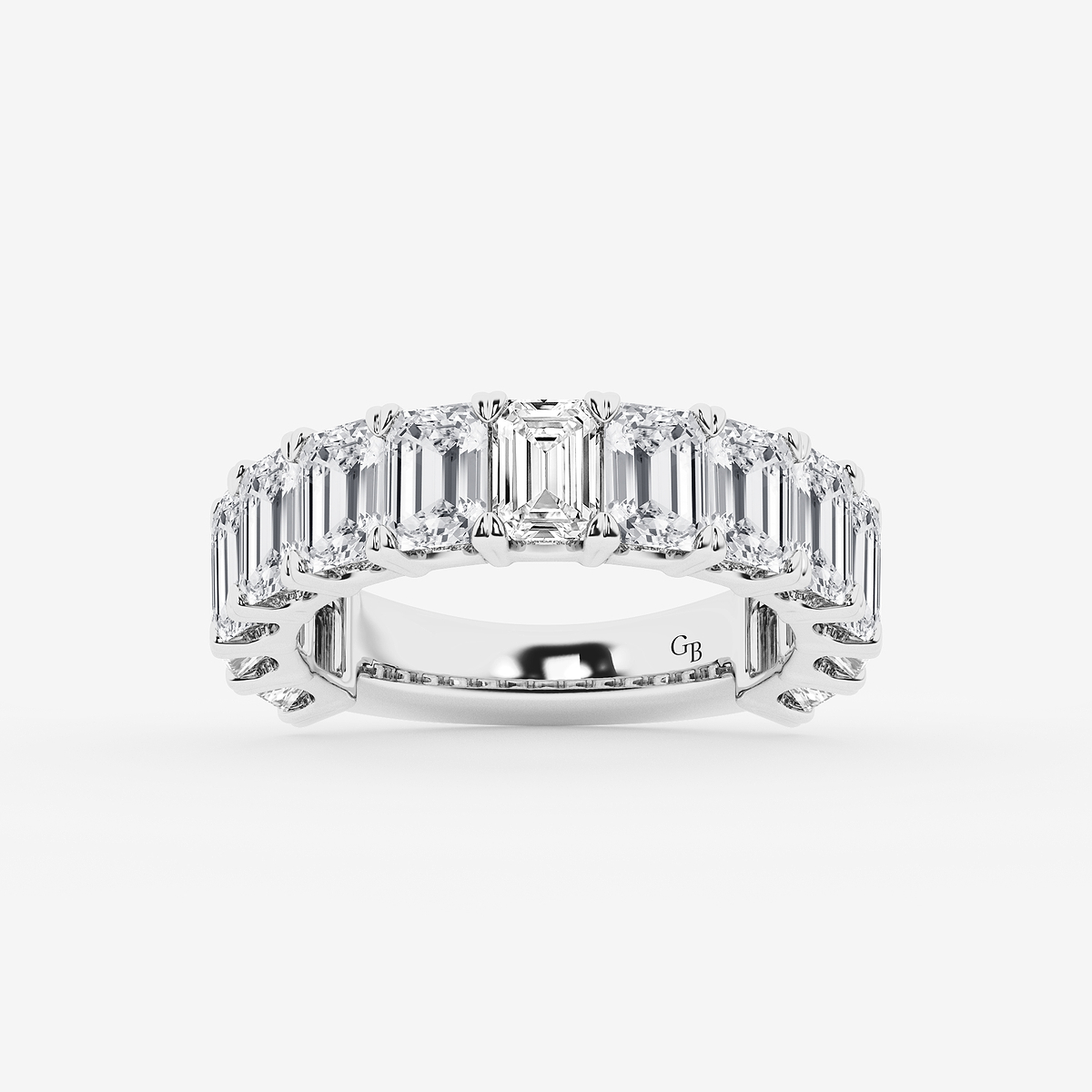 5 ctw Emerald Lab Grown Diamond Three Quarter Eternity Wedding Band