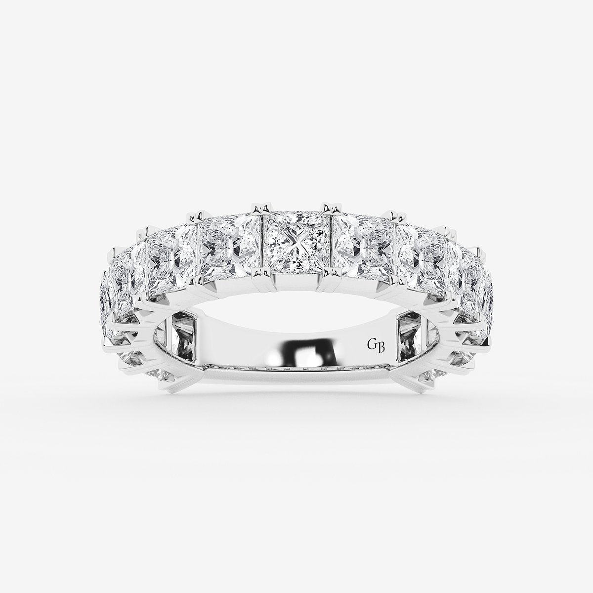 5 ctw Princess Lab Grown Diamond Three Quarter Eternity Wedding Band