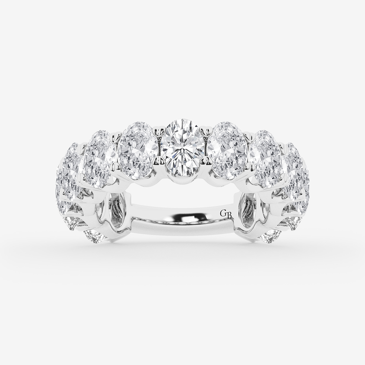5 ctw Oval Lab Grown Diamond Three Quarter Eternity Wedding Band