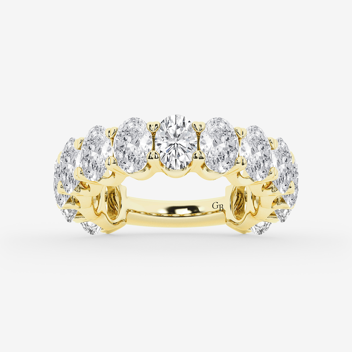 5 ctw Oval Lab Grown Diamond Three Quarter Eternity Wedding Band