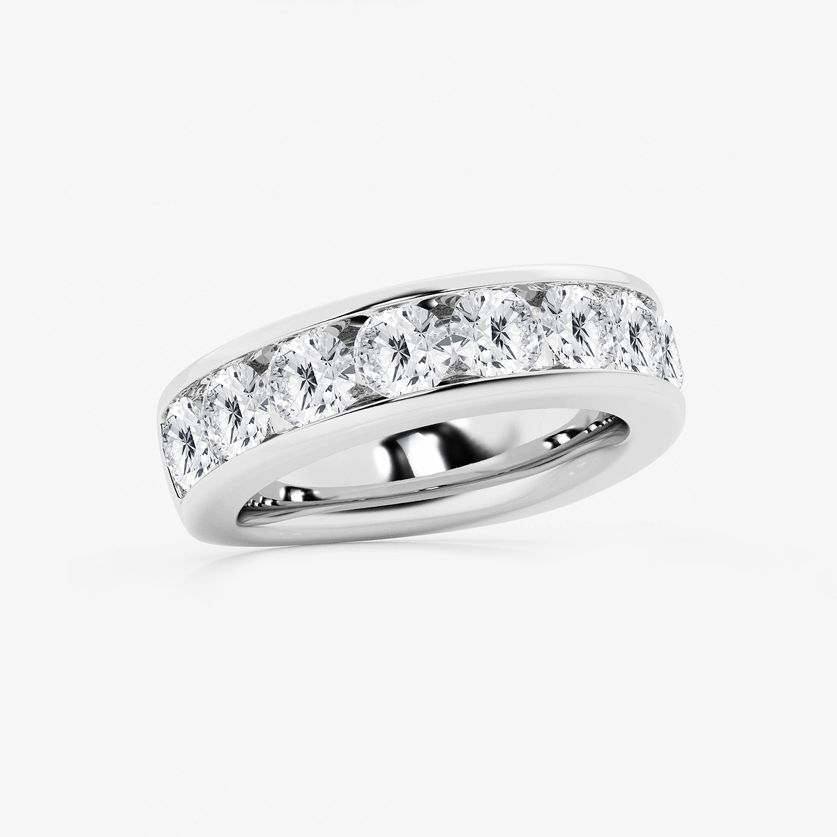 3 ctw Round Lab Grown Diamond  Wedding Band 14K White Gold, F, VS2