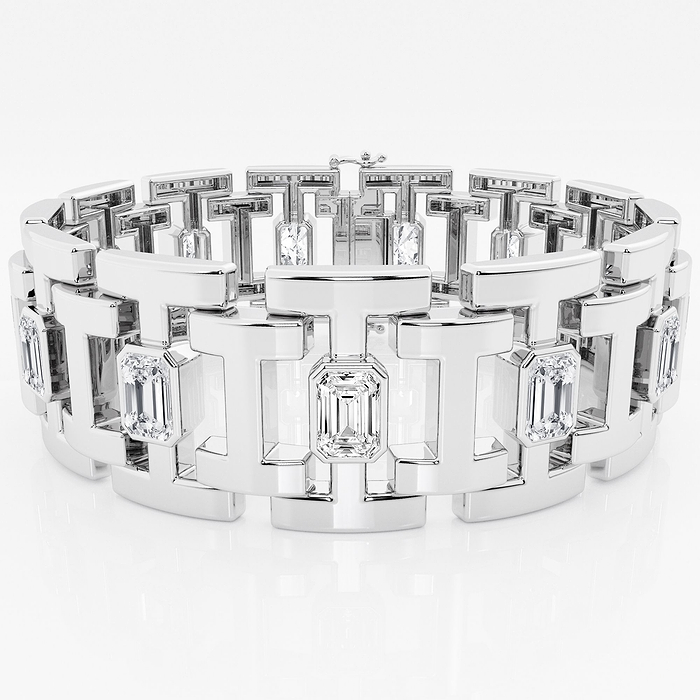 Design ID 3858 - Truly Custom  16 1/4 ctw Emerald Lab Grown Diamond Tennis Bracelet