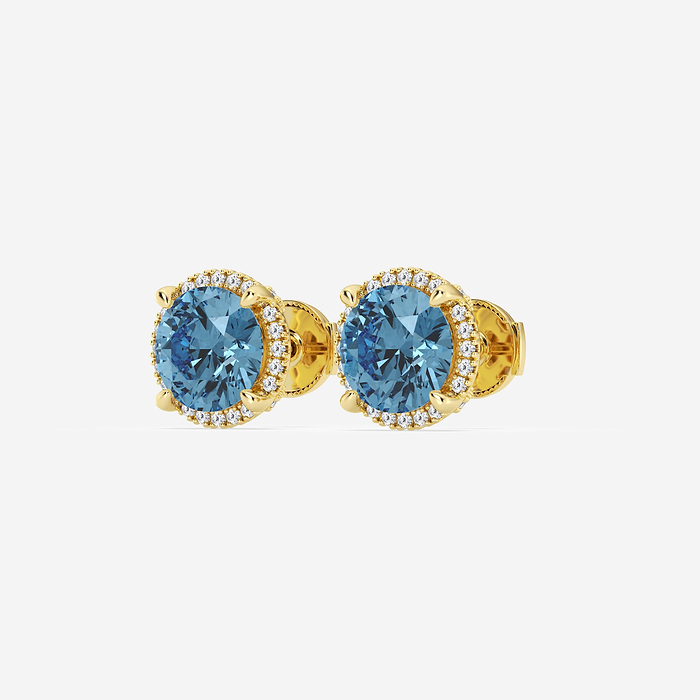 Design ID 3954 - Truly Custom 4 1/4 ctw Round Fancy Blue Lab Grown Diamond Earrings