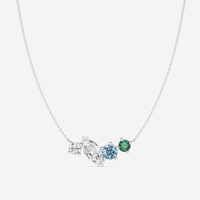 Design ID 4146 - Truly Custom  5.00mm Round Cut Created Emerald and 3 1/2 ctw Marquise & Round Lab Grown Diamond Fashion Necklace