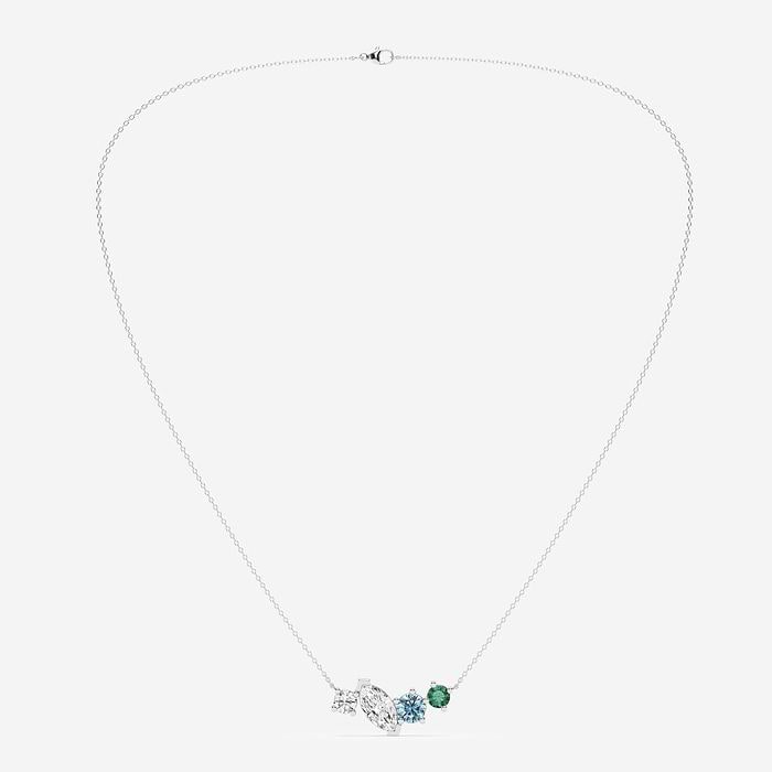 Design ID 4146 - Truly Custom  5.00mm Round Cut Created Emerald and 3 1/2 ctw Marquise & Round Lab Grown Diamond Fashion Necklace