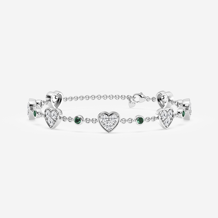 Design ID 4216 - Truly Custom  2 ctw Round Lab Grown Diamond and 2.5mm Round Created Emerald Fashion Bracelet