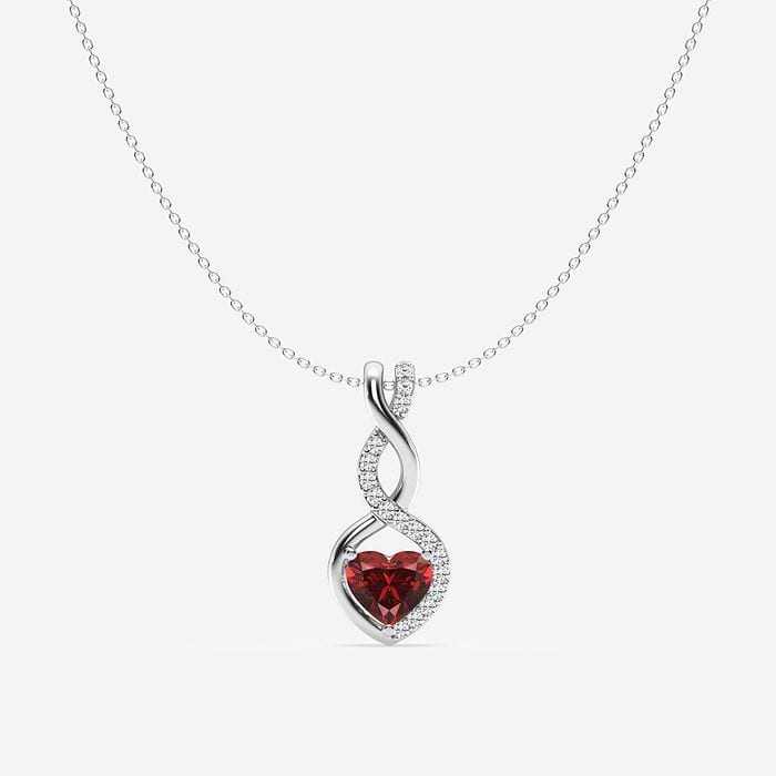 Design ID 4446 - Truly Custom 7.8x8.76mm Heart Shape Created Ruby and 1/3 ctw Round Lab Grown Diamond Fashion Pendant