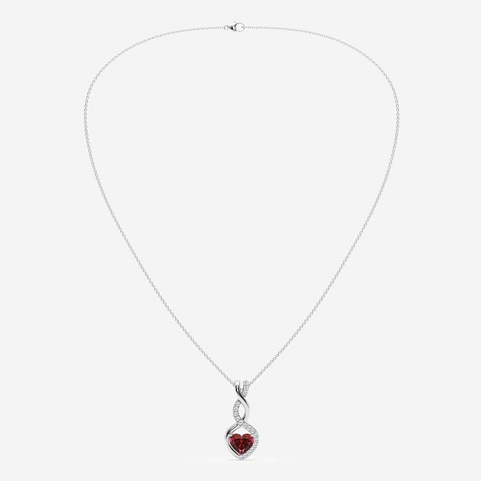 Design ID 4446 - Truly Custom 7.8x8.76mm Heart Shape Created Ruby and 1/3 ctw Round Lab Grown Diamond Fashion Pendant