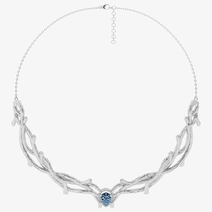 Design ID 4850 - Truly Custom 11.48x7.06mm Created Aquamarine Pear Shape Fashion Necklace