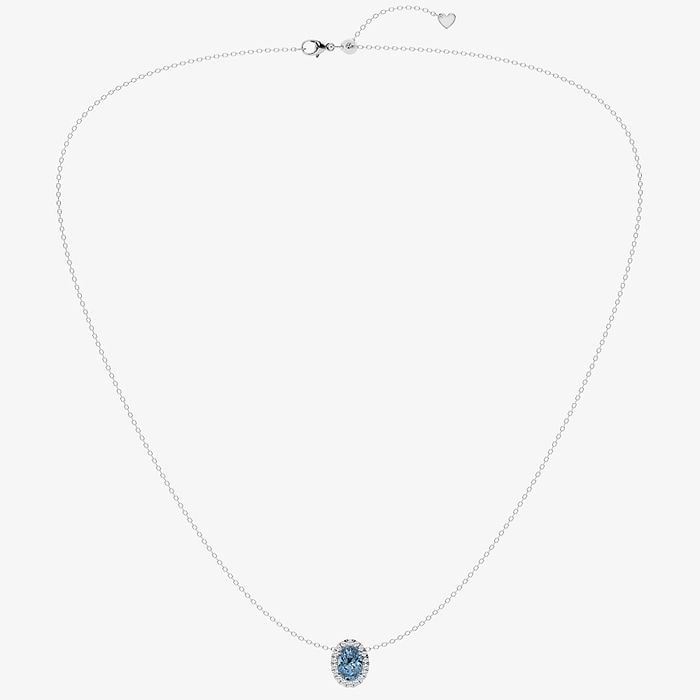 Design ID 4958 - Truly Custom 1 2/3 ctw Fancy Blue Oval Lab Grown Diamond Halo Pendant with Adjustable Chain