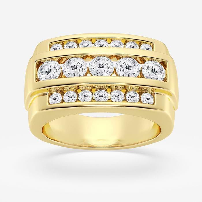 Design ID 5534 - Truly Custom 3 ctw Round Lab Grown Diamond Men's Multi-Row Rectangular Wedding Band