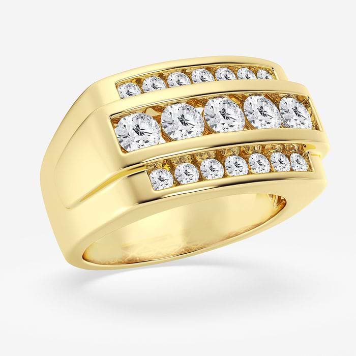 Design ID 5534 - Truly Custom 3 ctw Round Lab Grown Diamond Men's Multi-Row Rectangular Wedding Band