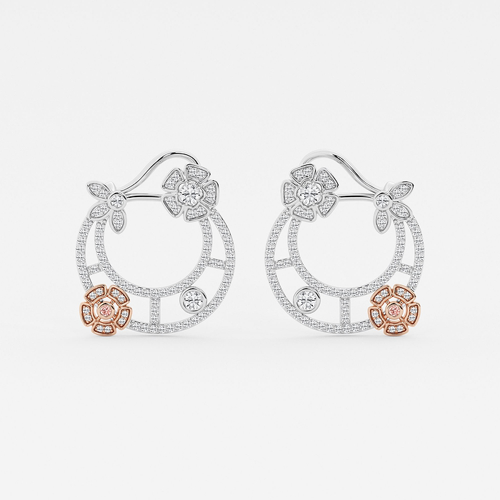 Design ID 5657 - Truly Custom 1 3/4 ctw Round Lab Grown Diamond and Round Fancy Pink Fashion Earrings