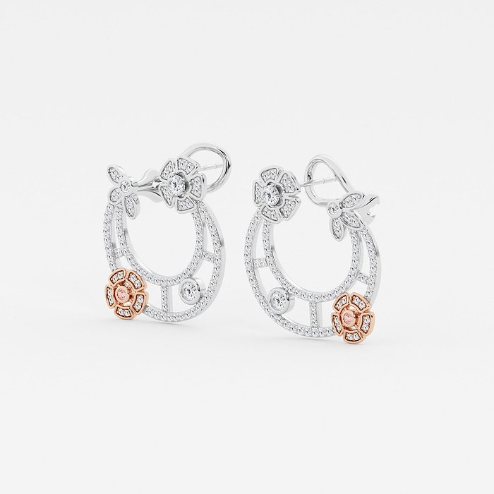 Design ID 5657 - Truly Custom 1 3/4 ctw Round Lab Grown Diamond and Round Fancy Pink Fashion Earrings