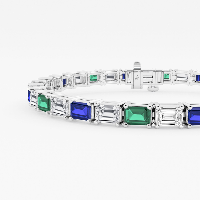 Design ID 5680 - Truly Custom 4.80x3.36 mm Created Emerald & Sapphire and 5 2/3 ctw Emerald Lab Grown Diamond Alternating Fashion Bracelet