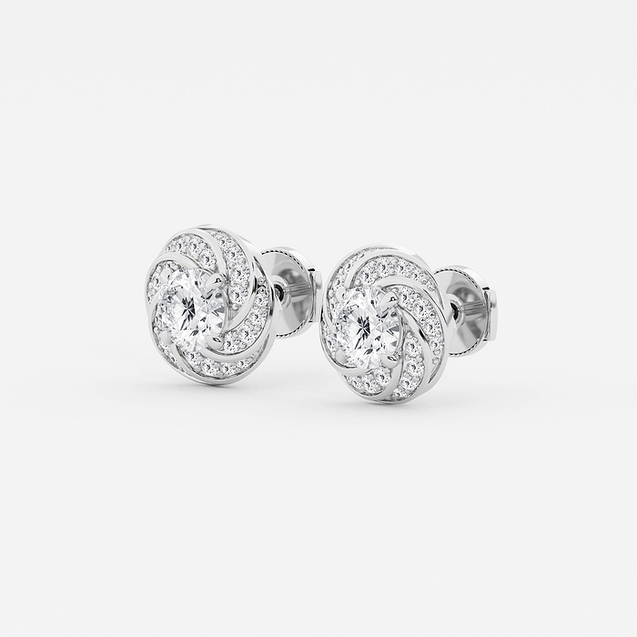 Design ID 6359 - Truly Custom 2 1/2 ctw Round Lab Grown Diamond Twisted Pave Halo Earring
