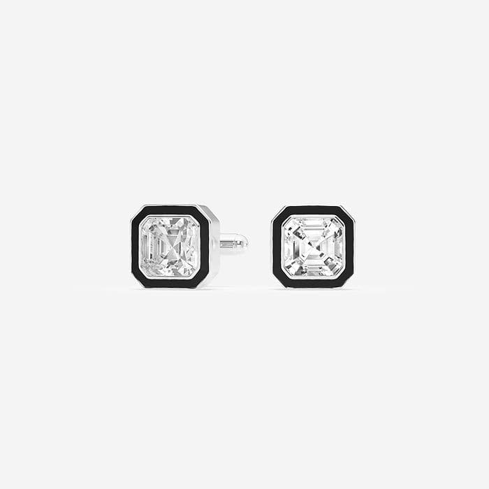 Black Enamel Asscher Cufflinks