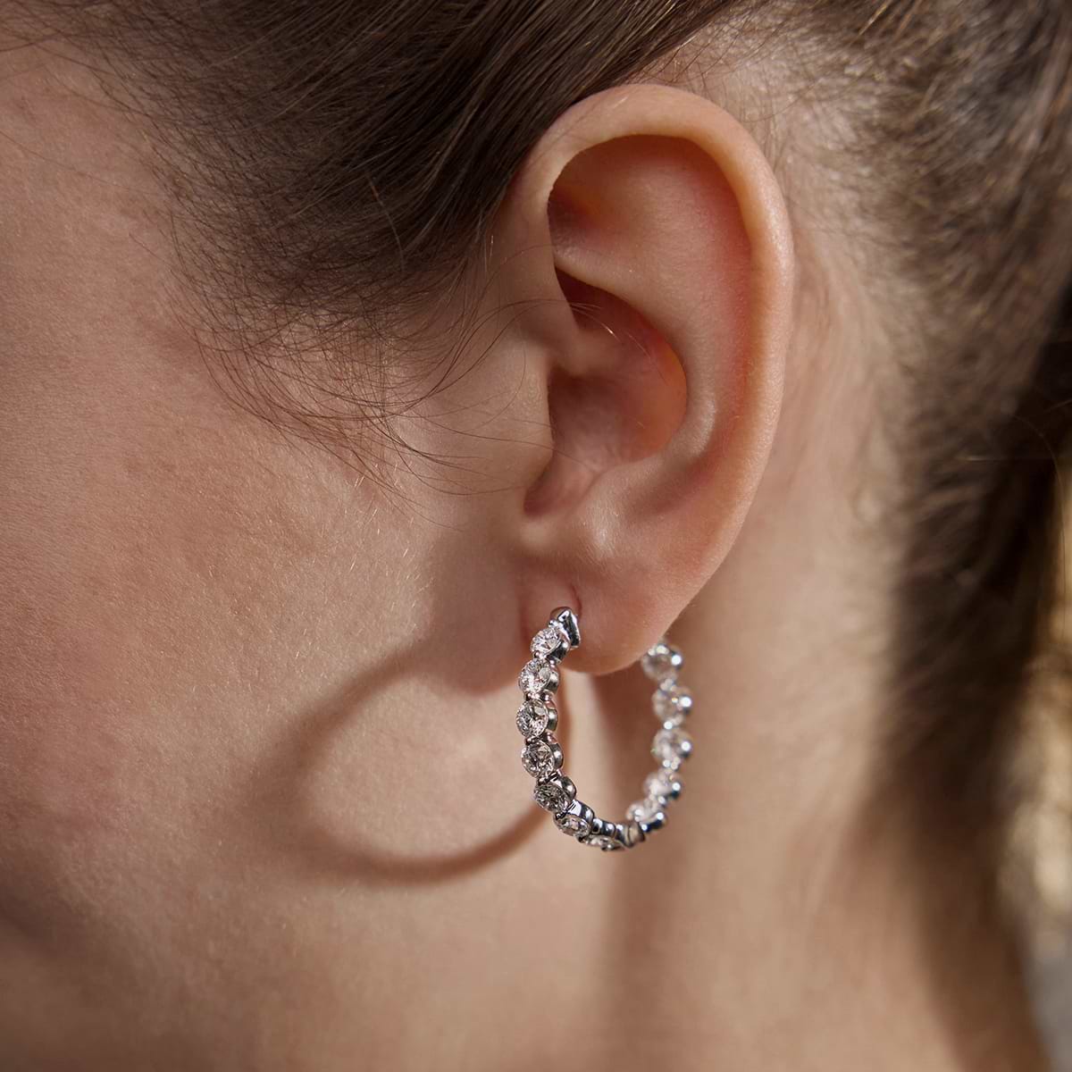 2 ctw Round Lab Grown Diamond Inside Out Floating Hoop Earrings
